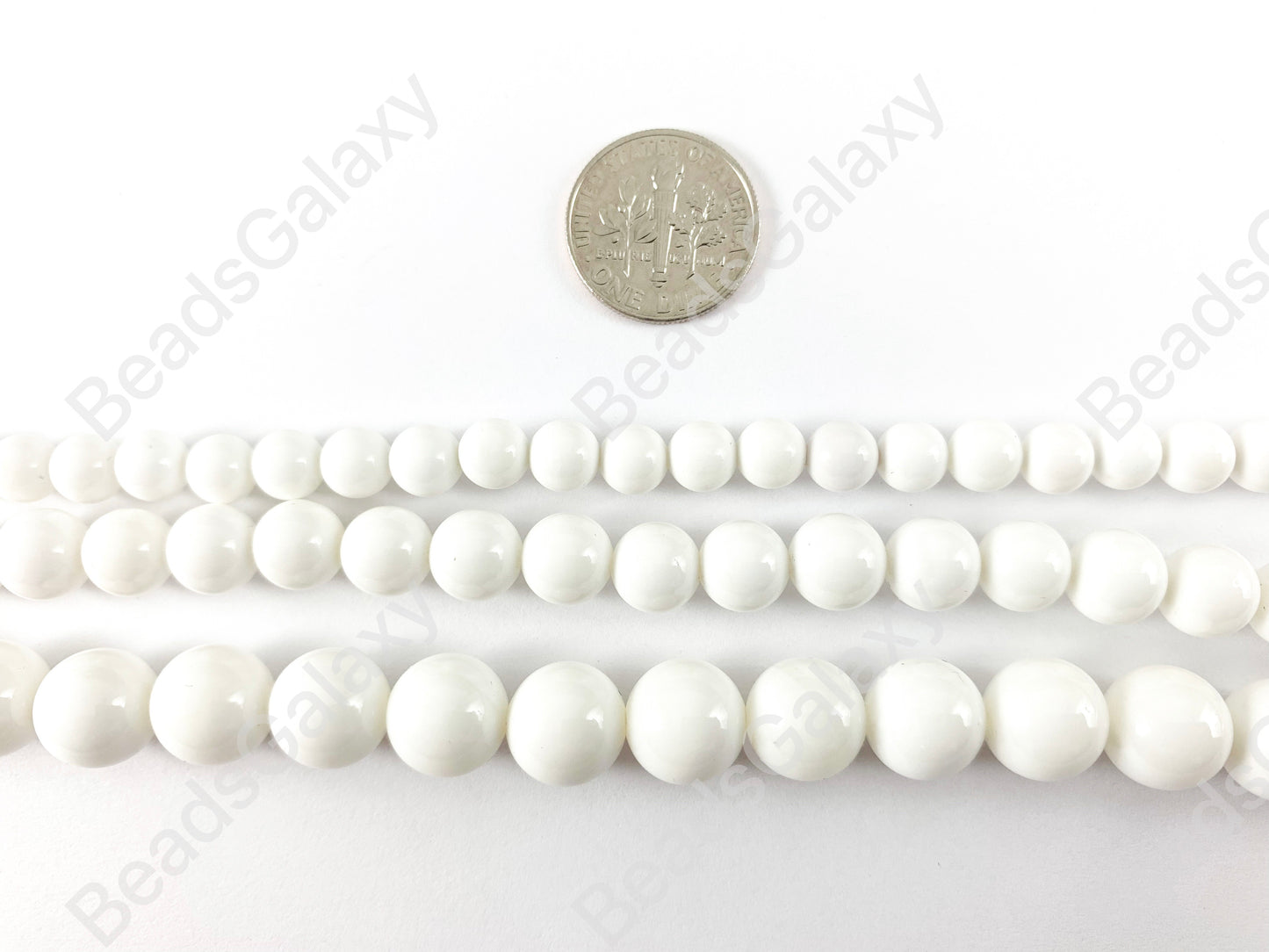 Smooth White Tridacnidae/Tridacna Shell Round Beads Around 15"