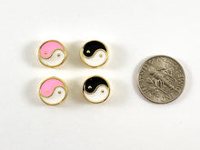 Load image into Gallery viewer, 10mm Real 18K Gold Plated Enamel Yin Yang Spacer Component Beads Over Copper 10 pcs