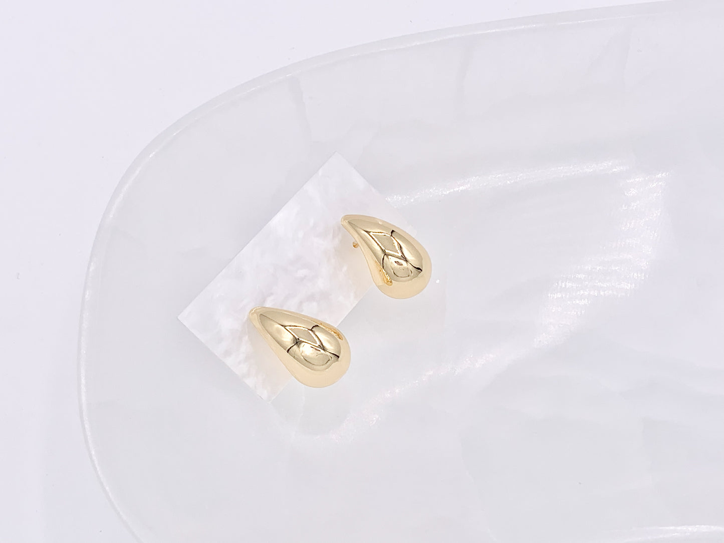 Lightweight Drop Puffy Earrings in 18K Gold or Silver Plated Copper 3 pairs