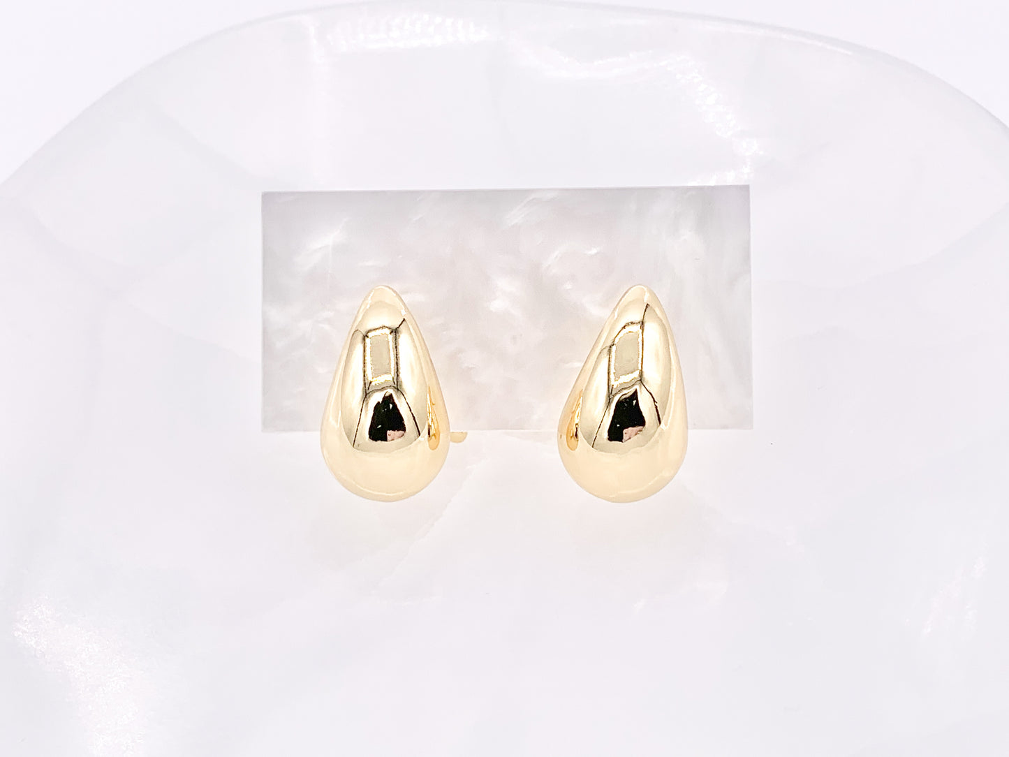 Lightweight Drop Puffy Earrings in 18K Gold or Silver Plated Copper 3 pairs