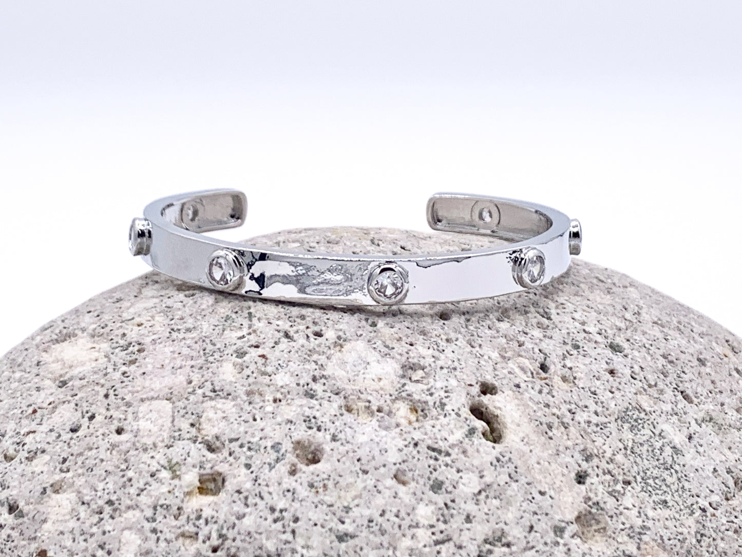 Rhinestone CZ Pave Coin Drop Dainty Adjustable Bracelet Cuffs in 18K Gold or Silver Plated Copper 1piece