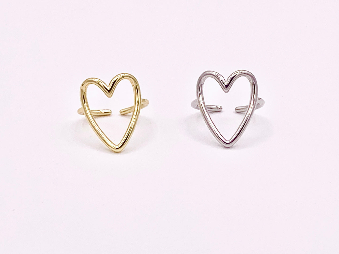 Large Statement Simple Heart Rings in 18K Gold or Silver plated Copper 4pcs
