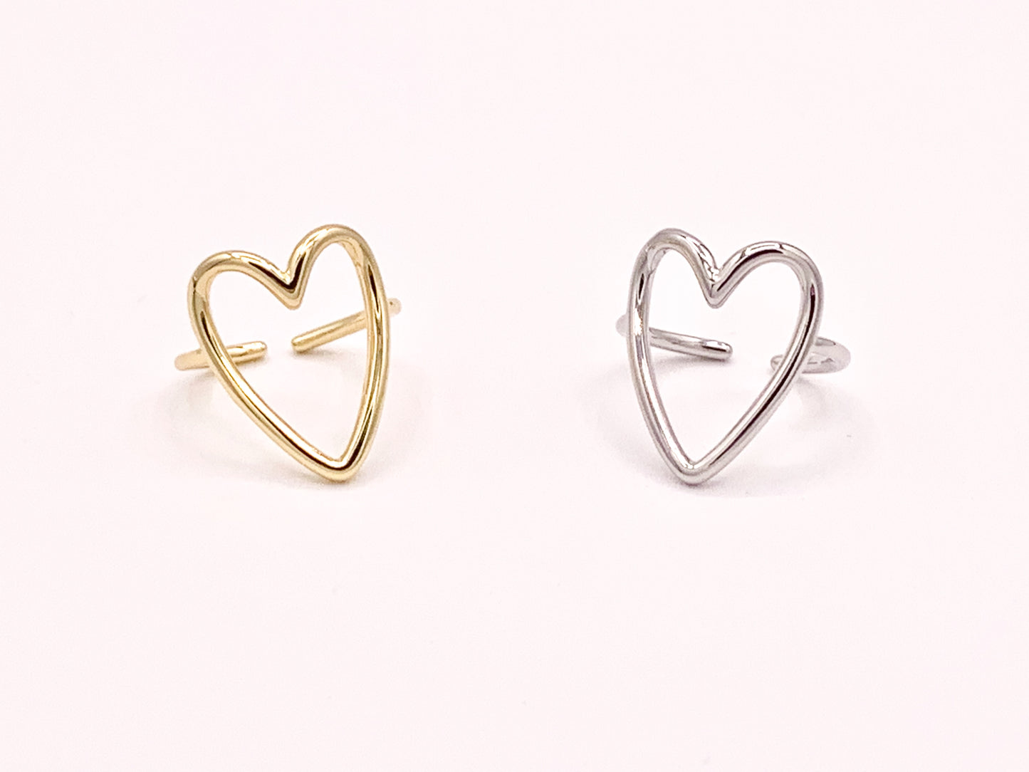 Large Statement Simple Heart Rings in 18K Gold or Silver plated Copper 4pcs
