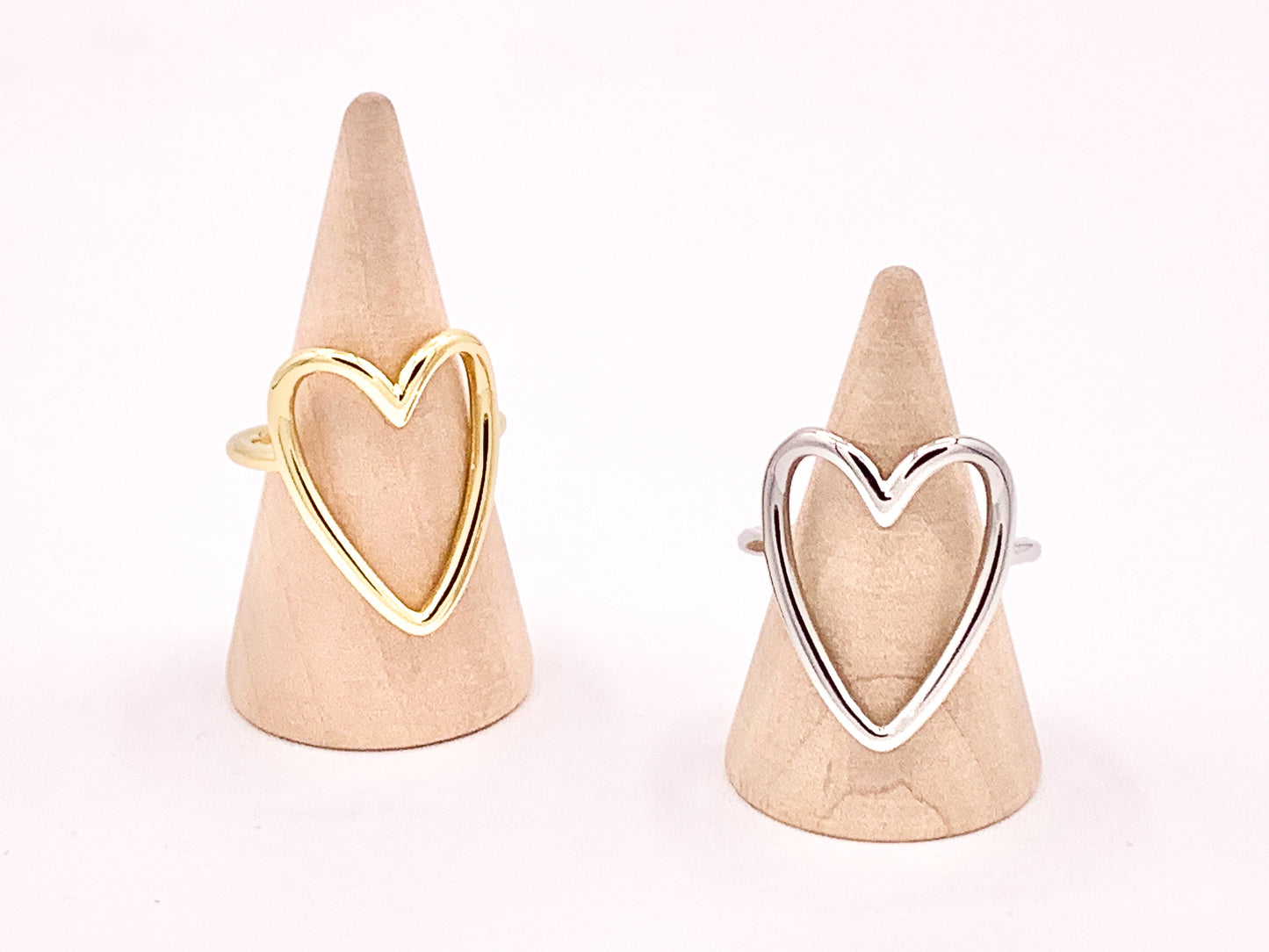 Large Statement Simple Heart Rings in 18K Gold or Silver plated Copper 4pcs