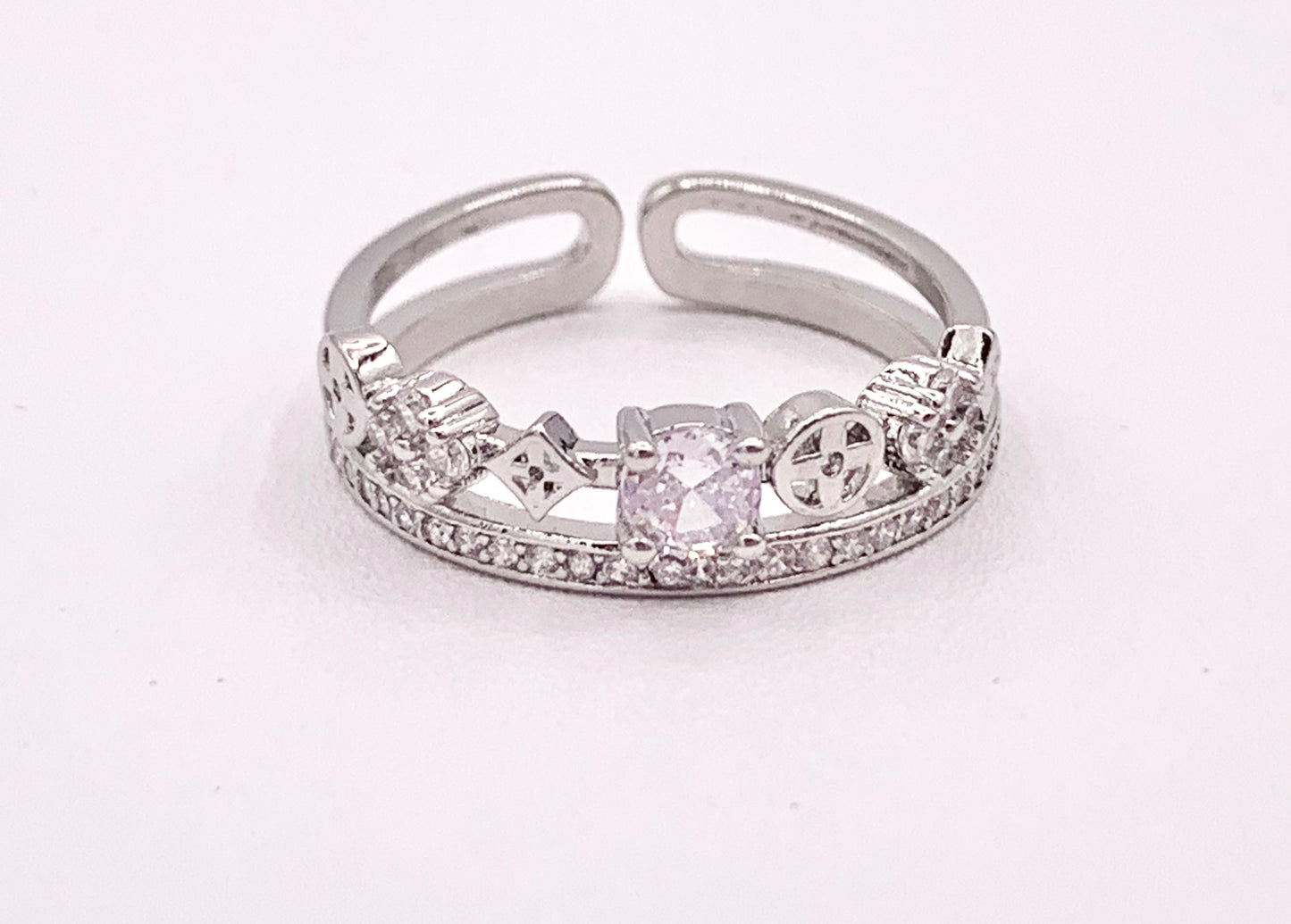 Double Stack Geometric Vintage CZ Pave Style Rings in 18K Gold or Silver Plated Copper 4 pcs