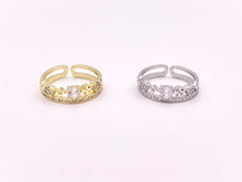 Load image into Gallery viewer, Double Stack Geometric Vintage CZ Pave Style Rings in 18K Gold or Silver Plated Copper 4 pcs
