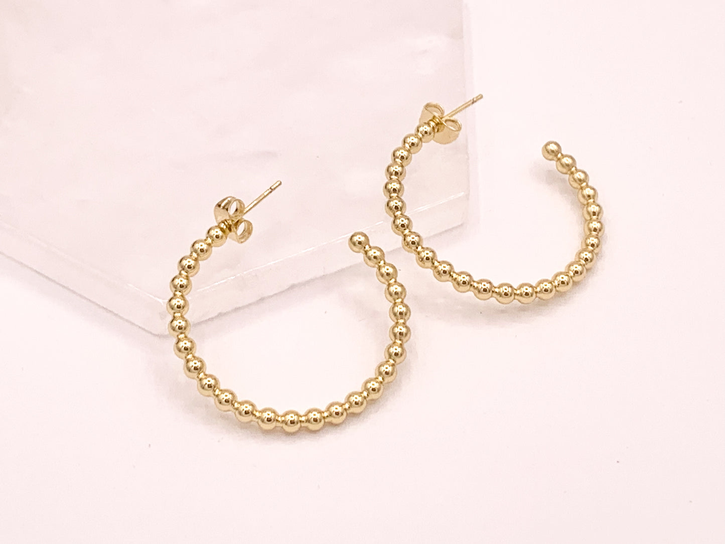 Aros con puntos de burbujas soldados simples de oro o plata sobre cobre chapado en oro de 18 quilates 5 pares