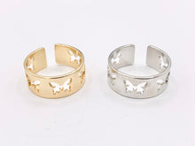 Cargar imagen en el visor de la galería, Cute Butterfly Cut Out Thick Band Ring in Real 18K Gold and Platinum Plated  5 PCS
