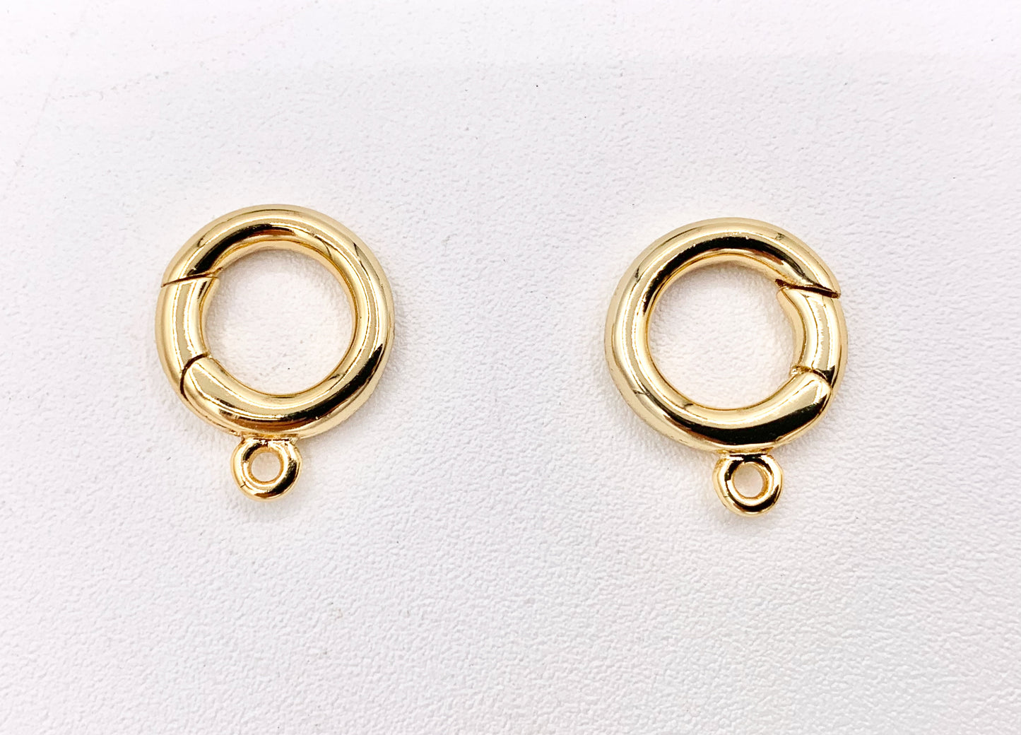 Small Cute Plain Circle Key Chain Clasps Spring Clasp in 18K Gold Plated Copper 10 PCS