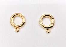 Load image into Gallery viewer, Small Cute Plain Circle Key Chain Clasps Spring Clasp in 18K Gold Plated Copper 10 PCS
