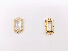 Load image into Gallery viewer, 18K Gold Plated CZ Pave Rectangle Connector Over Copper 6 PCS
