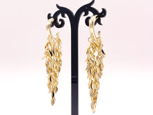 Load image into Gallery viewer, Glamorous Feather Leaf Tassel Fringe Earrings in 18K gold plated Copper 1 pair
