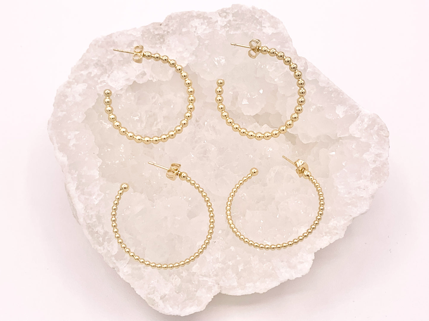Aros con puntos de burbujas soldados simples de oro o plata sobre cobre chapado en oro de 18 quilates 5 pares