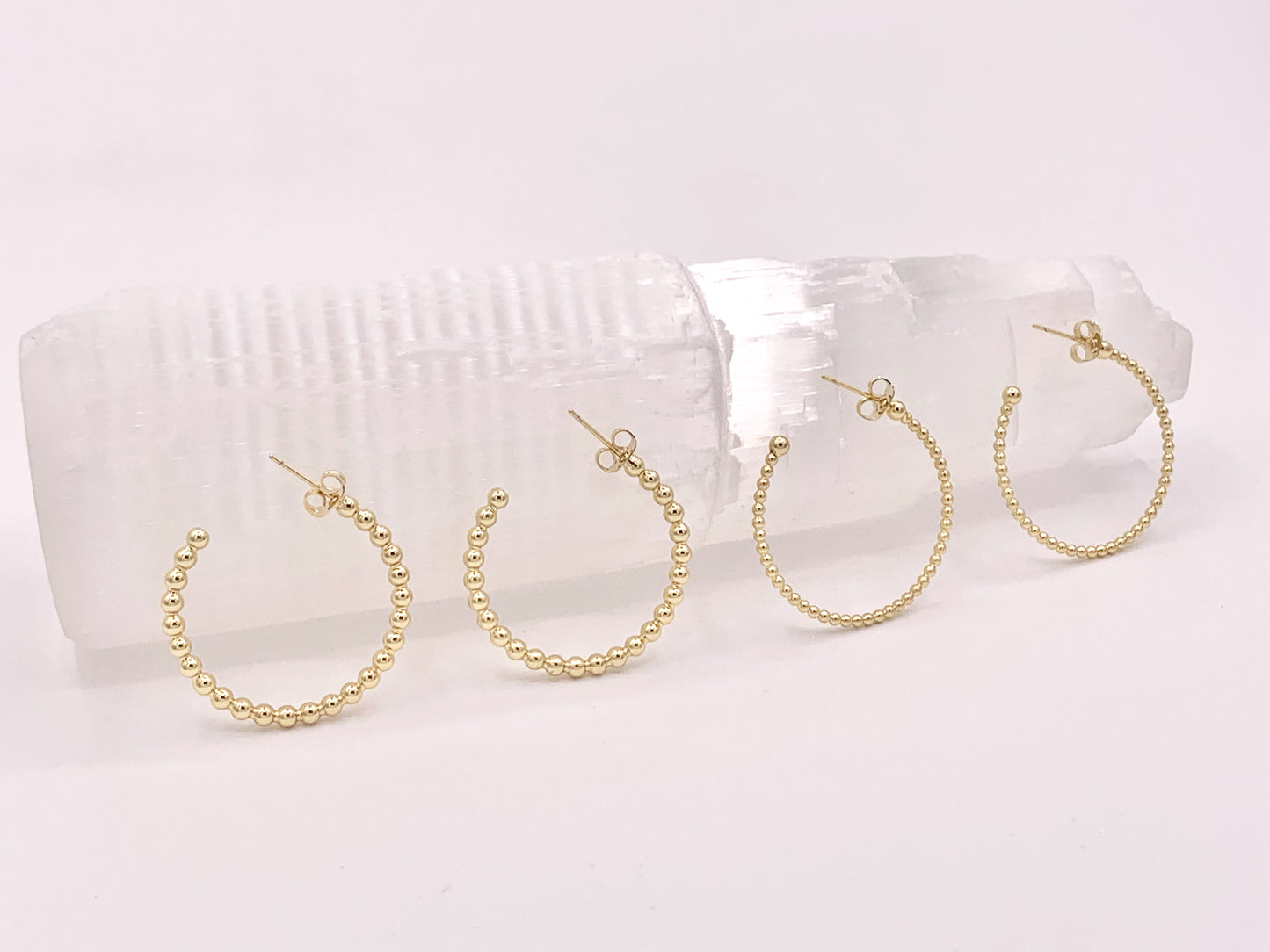 Aros con puntos de burbujas soldados simples de oro o plata sobre cobre chapado en oro de 18 quilates 5 pares