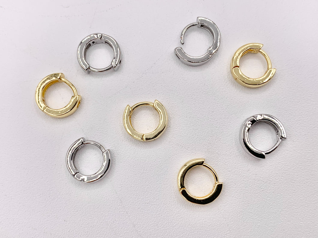 Simple Plain Tiny Earring Huggies 18K Gold/Silver Plated Over Copper Earrings 5 PAIRS