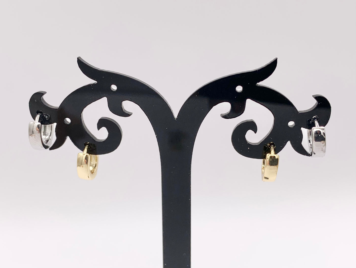 Simple Plain Tiny Earring Huggies 18K Gold/Silver Plated Over Copper Earrings 5 PAIRS