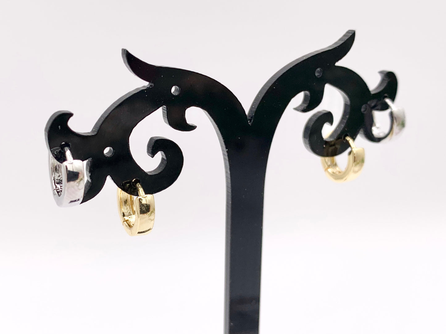 Simple Plain Tiny Earring Huggies 18K Gold/Silver Plated Over Copper Earrings 5 PAIRS