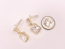 Load image into Gallery viewer, Emerald Cut Cushion Cut Dazzling Rhinestone Fancy CZ Pave Rectangle Earrings in 18K gold or Silver Plated Copper 3 pairs
