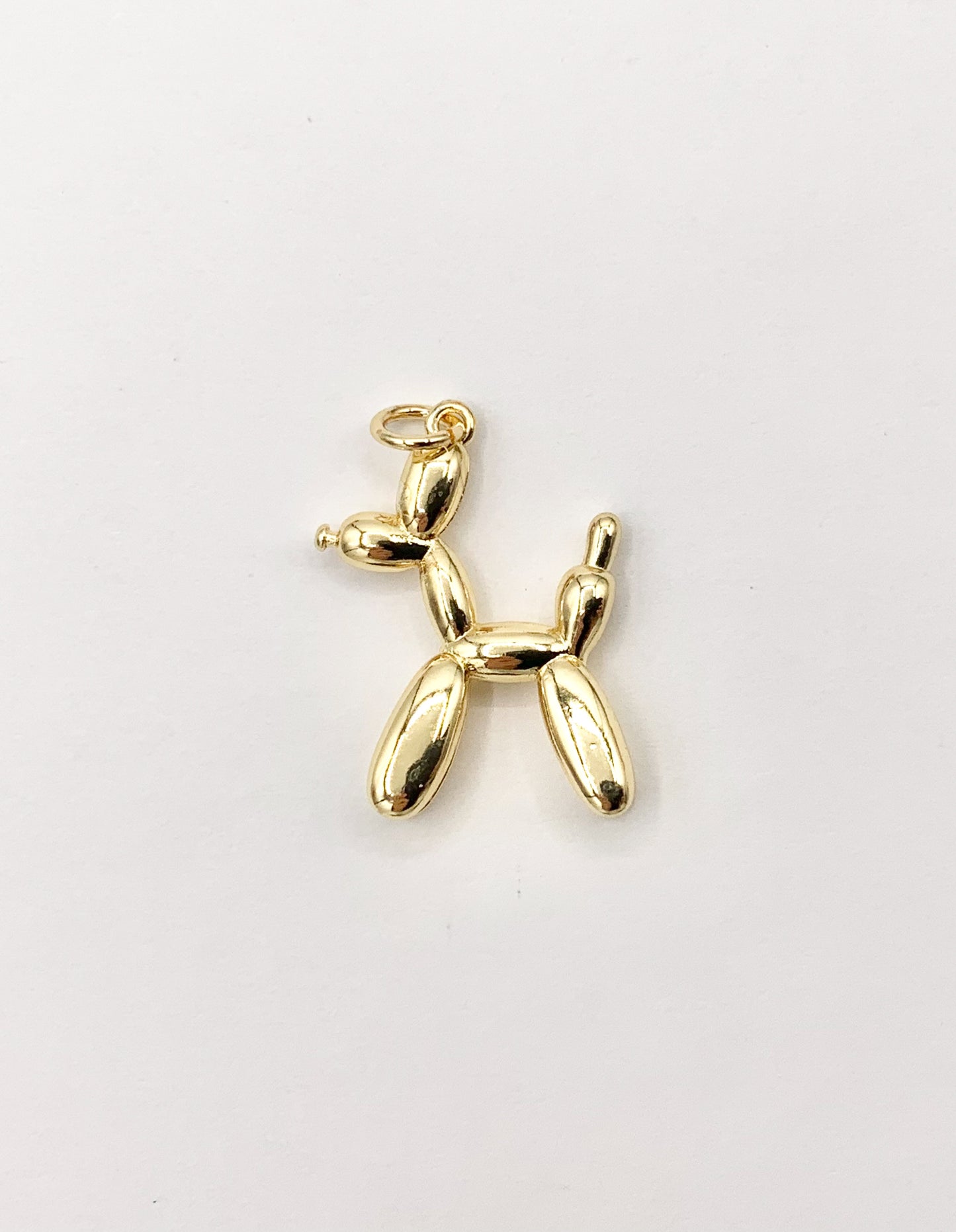 Cute Balloon Dog Charms Small Puppy Pendants in Real Gold 18K Plated Over Copper 10 PCS