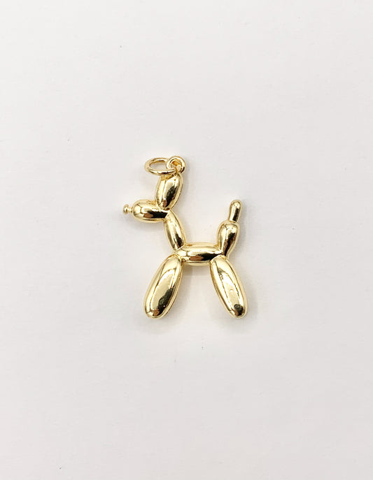 Cute Balloon Dog Charms Small Puppy Pendants in Real Gold 18K Plated Over Copper 10 PCS