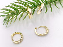 Load image into Gallery viewer, Simple White Enamel Tiny Earring Huggies 18K Gold Plated Over Brass Earrings 4 PAIRS
