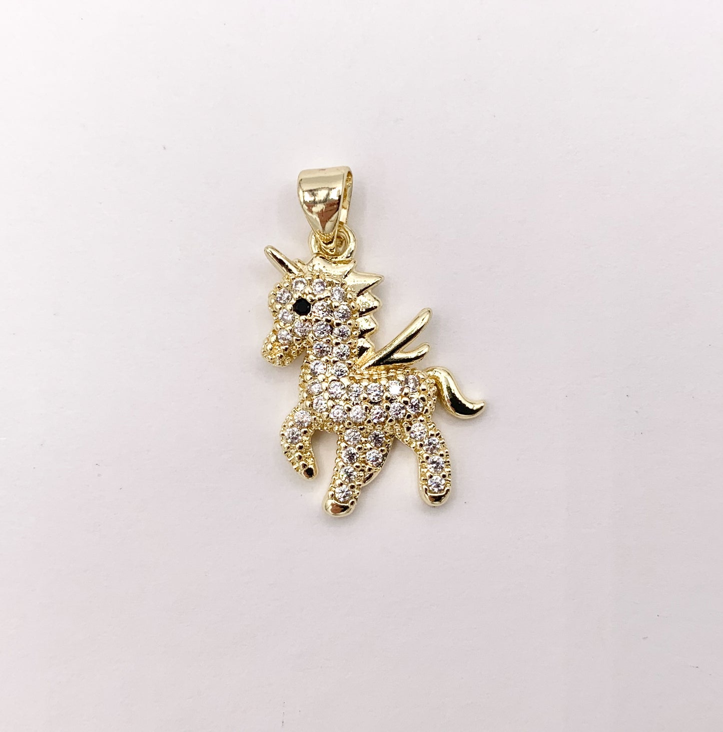 Cute Unicorn Pendants in Real Gold 18K Plated CZ Pave Over Copper 10 PCS