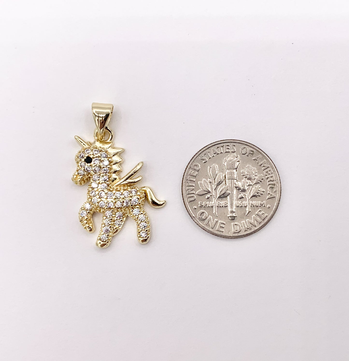 Cute Unicorn Pendants in Real Gold 18K Plated CZ Pave Over Copper 10 PCS