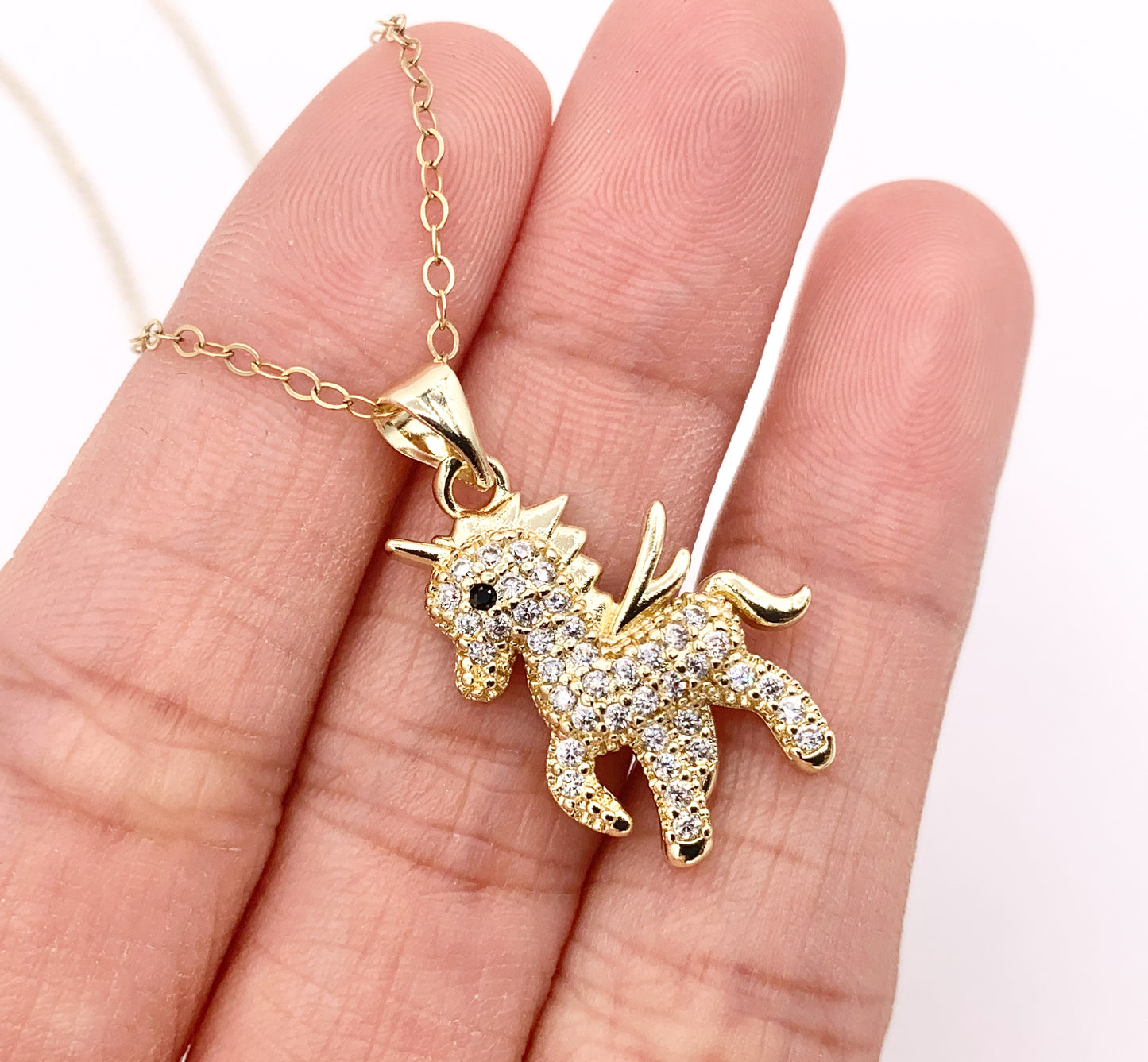 Cute Unicorn Pendants in Real Gold 18K Plated CZ Pave Over Copper 10 PCS
