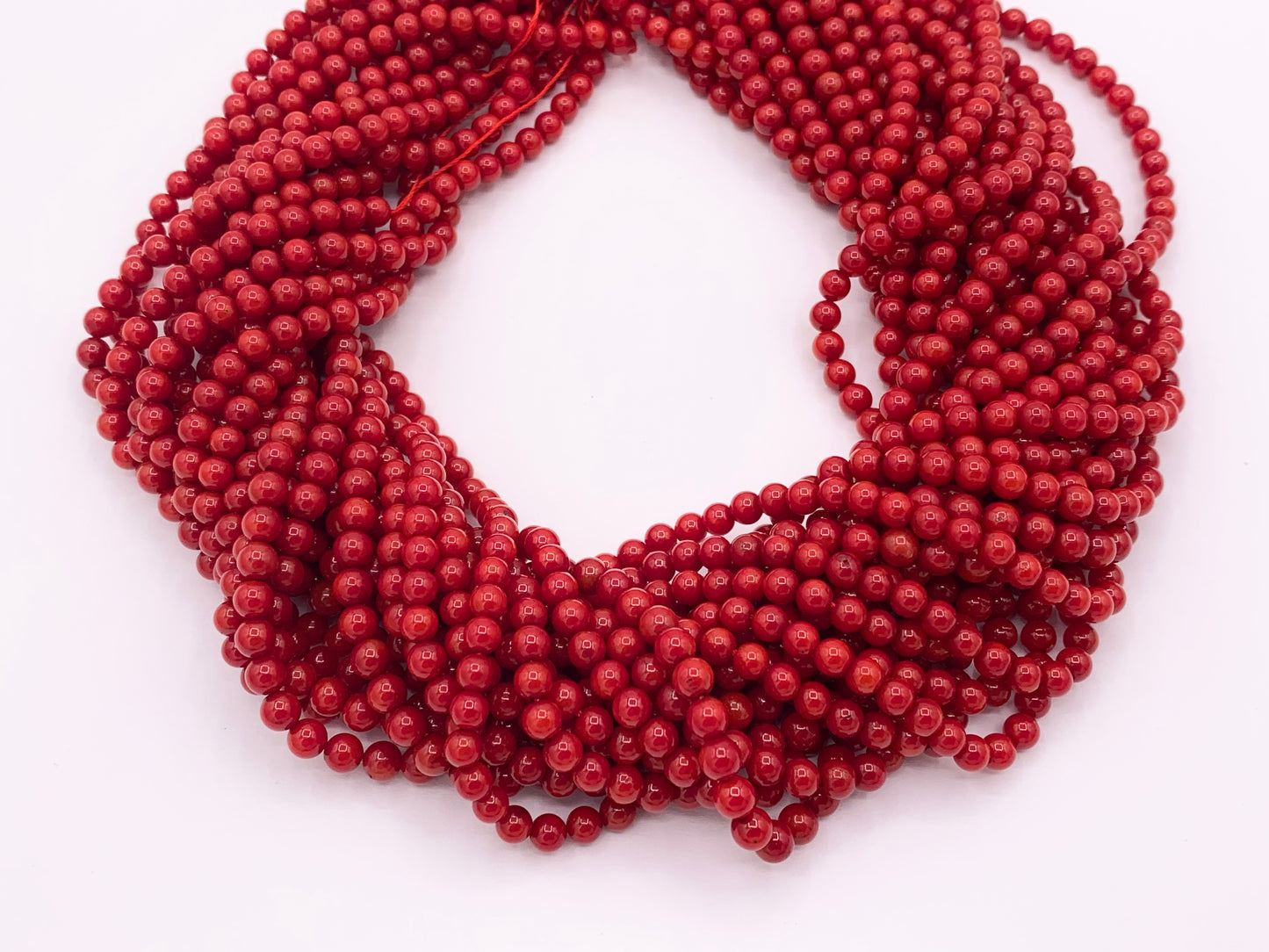 Dyed Grade AAA Bamboo Coral Round Smooth Shiny Small Beads For Jewelry Making 1.5mm - 7.5mm Around 15"