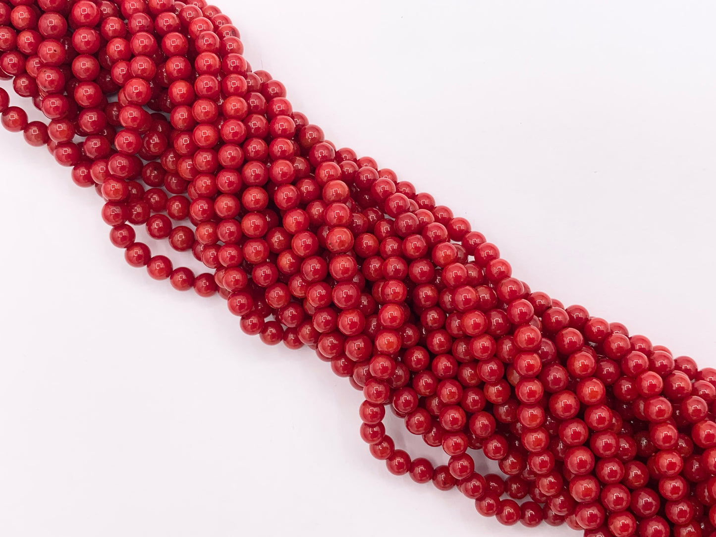 Dyed Grade AAA Bamboo Coral Round Smooth Shiny Small Beads For Jewelry Making 1.5mm - 7.5mm Around 15"