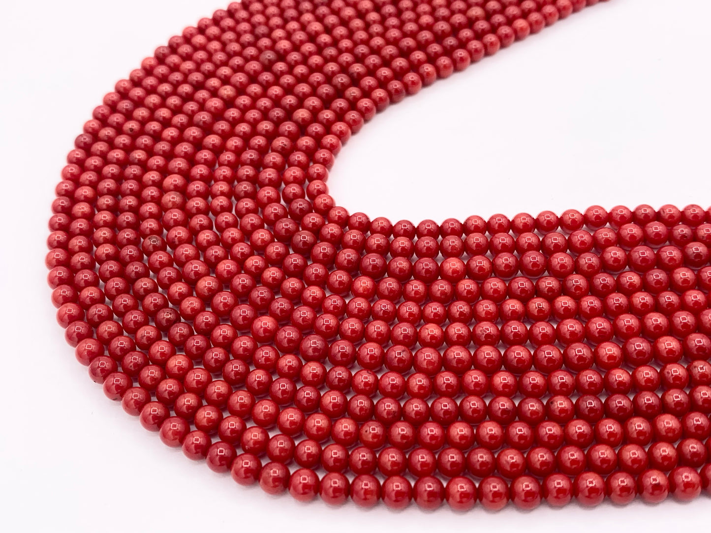 Dyed Grade AAA Bamboo Coral Round Smooth Shiny Small Beads For Jewelry Making 1.5mm - 7.5mm Around 15"