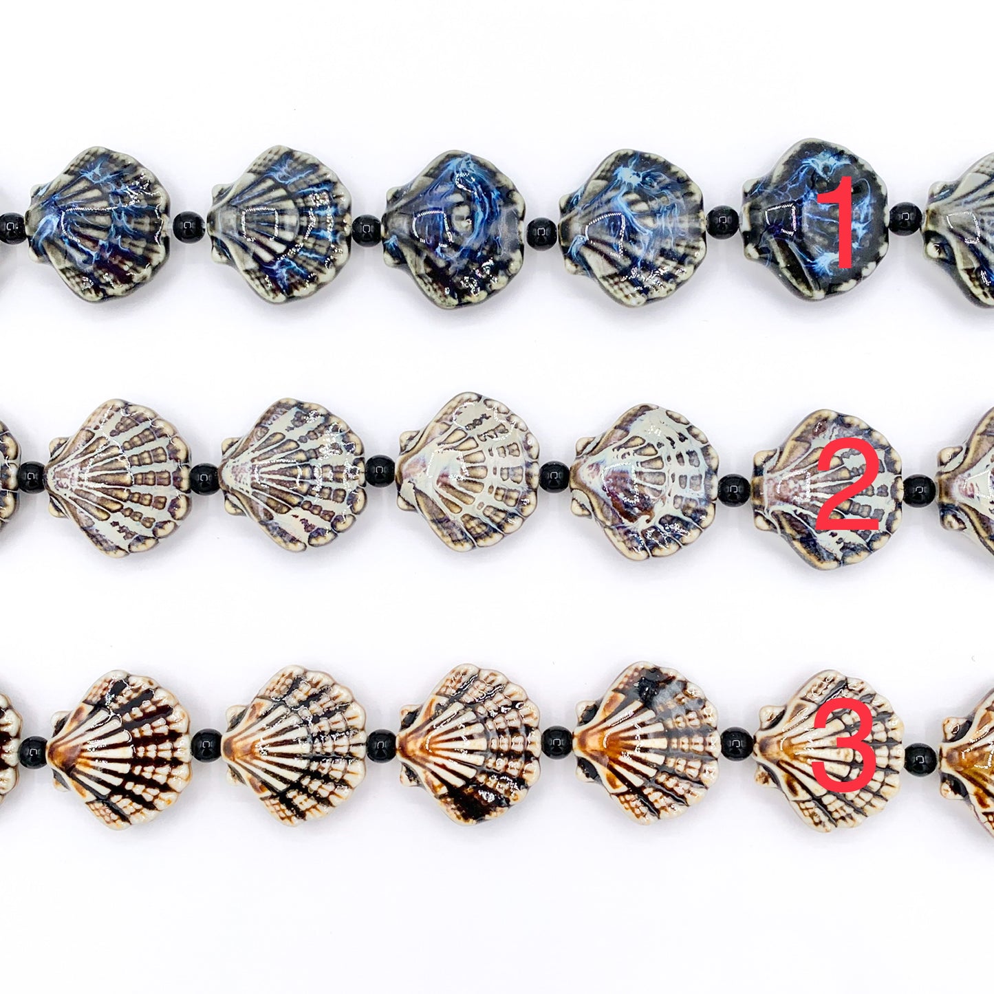 Sea Shell Shape Ceramic Porcelain Shiny Beads For Jewelry Making 8" Price For 1 Strand