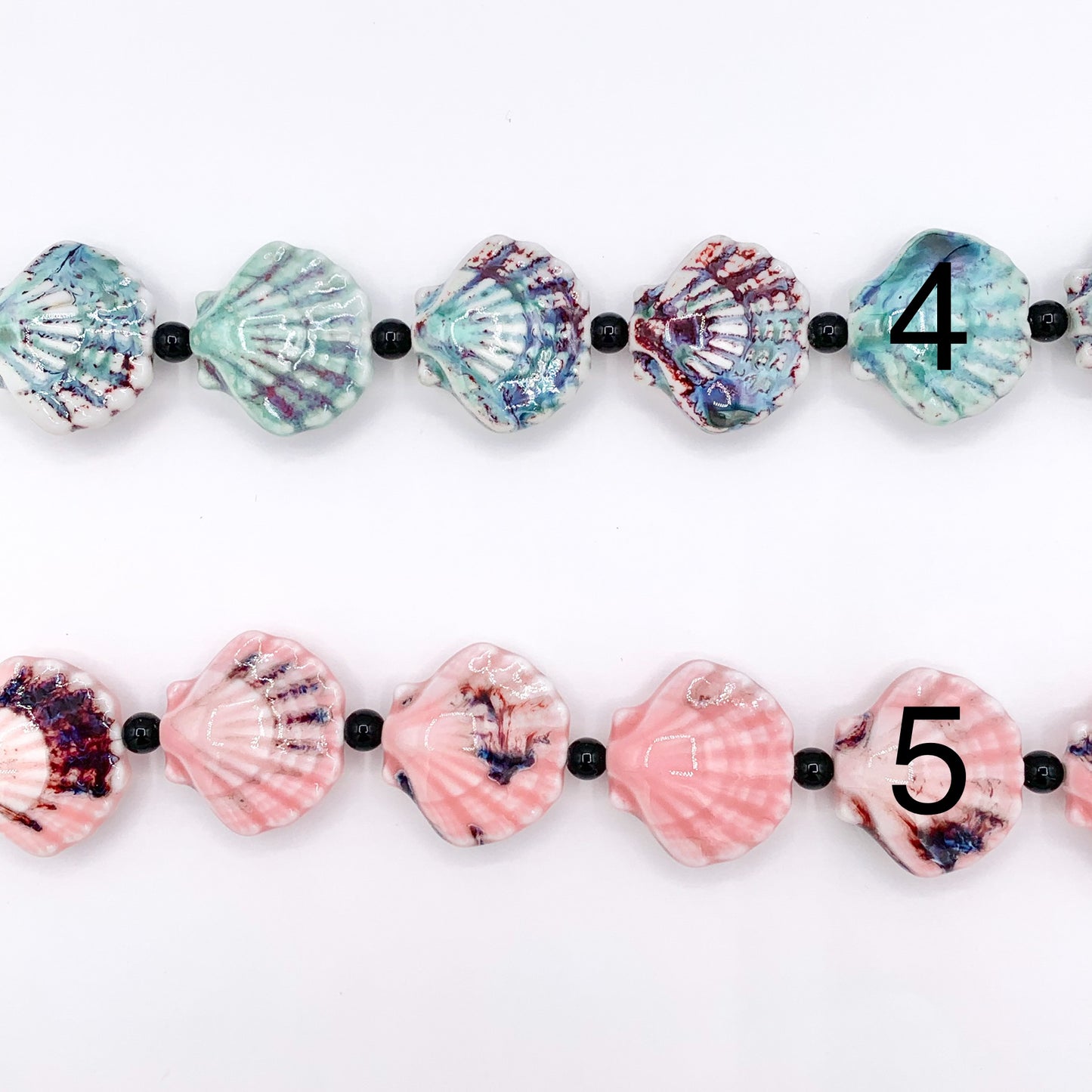 Sea Shell Shape Ceramic Porcelain Shiny Beads For Jewelry Making 8" Price For 1 Strand