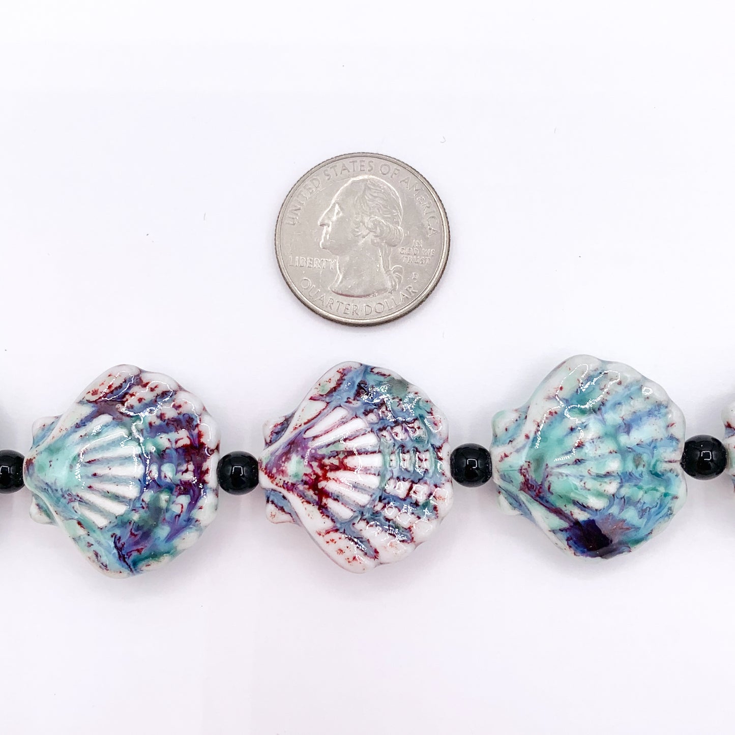 Sea Shell Shape Ceramic Porcelain Shiny Beads For Jewelry Making 8" Price For 1 Strand