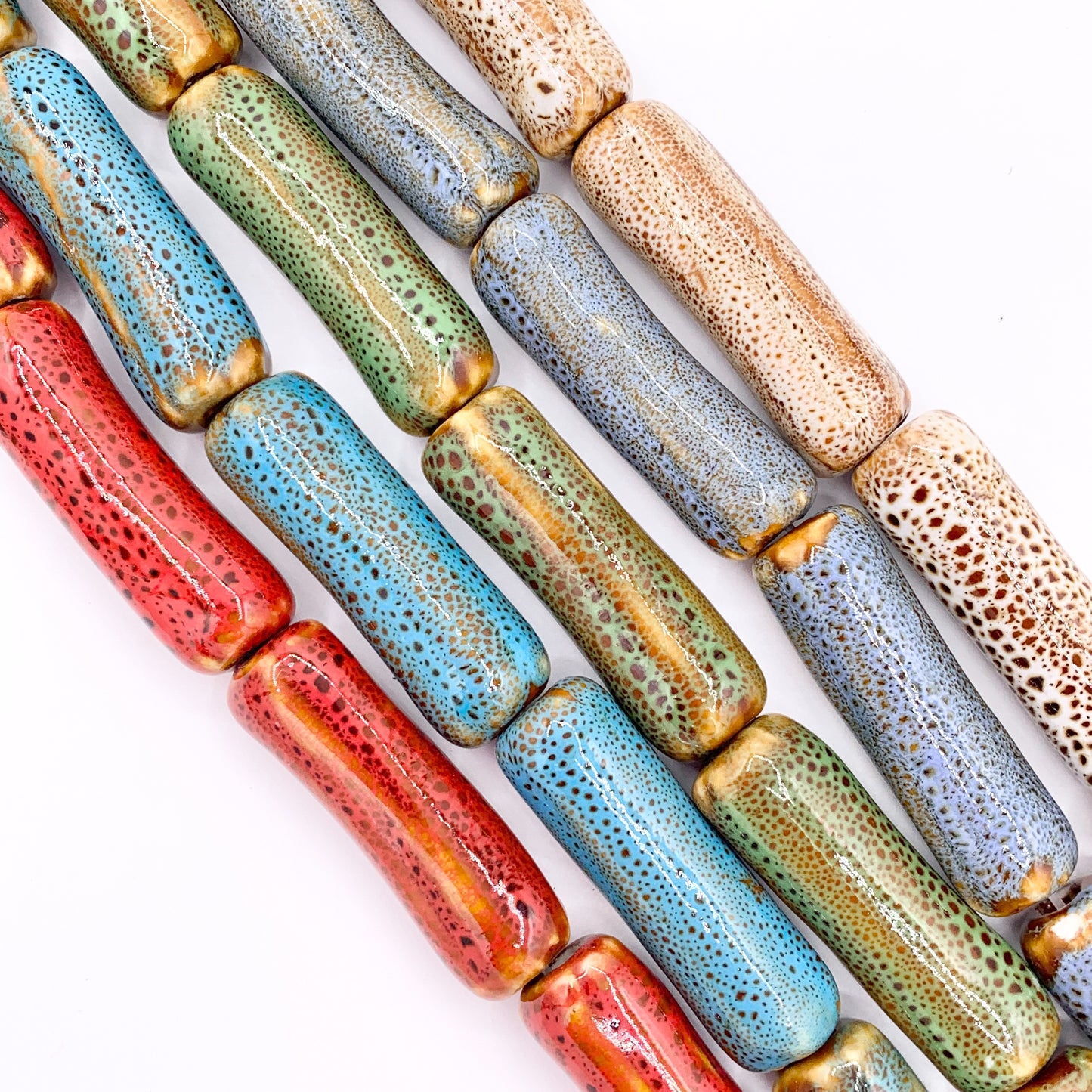 12x40mm Ceramic Porcelain Shiny Tube Beads For Jewelry Making 12" Price For 1 Strand