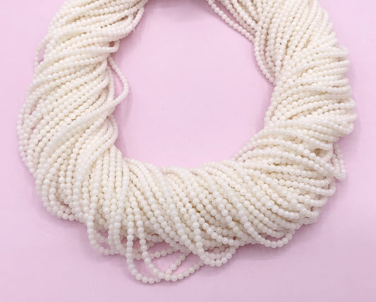 Grade AAA White Bamboo Coral Round Smooth Shiny Small Beads For Jewelry Making 2mm Around 15"
