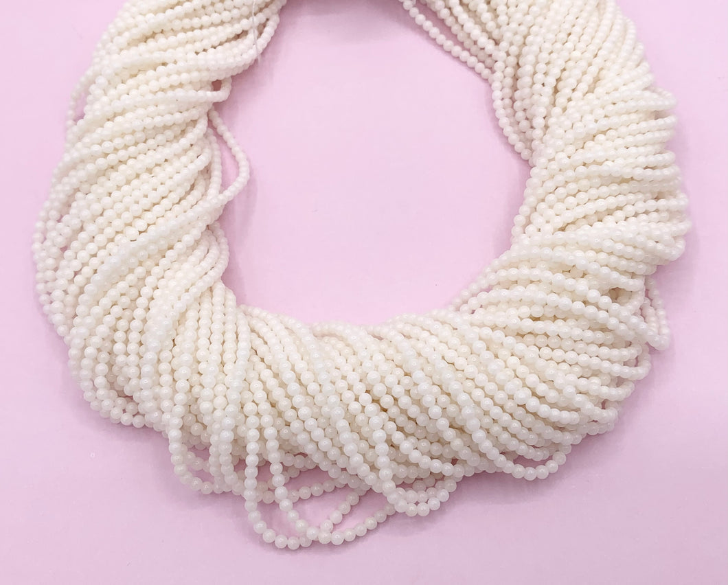 Grade AAA White Bamboo Coral Round Smooth Shiny Small Beads For Jewelry Making 2mm Around 15