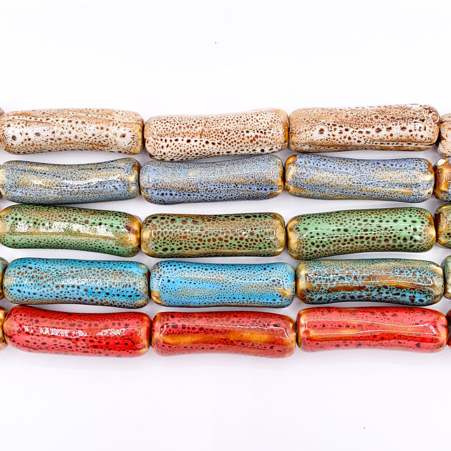 12x40mm Ceramic Porcelain Shiny Tube Beads For Jewelry Making 12" Price For 1 Strand