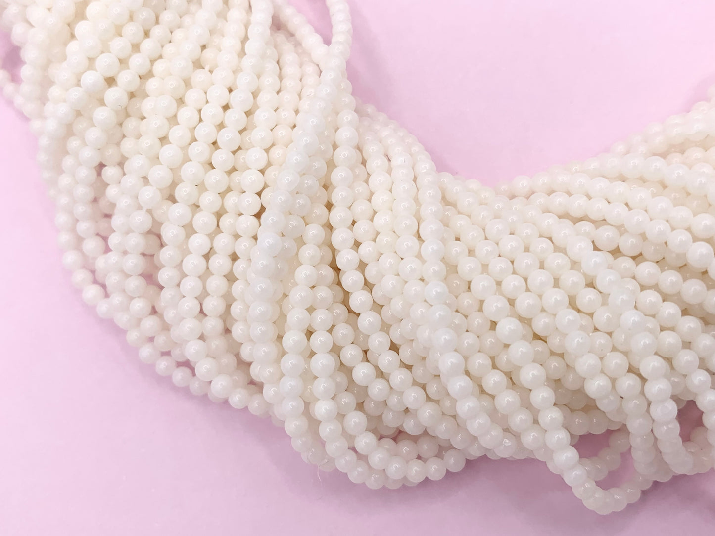 Grade AAA White Bamboo Coral Round Smooth Shiny Small Beads For Jewelry Making 2mm Around 15"