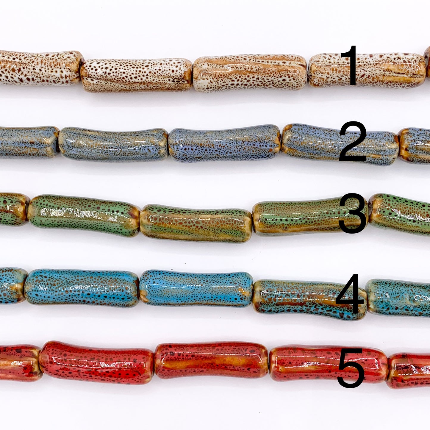12x40mm Ceramic Porcelain Shiny Tube Beads For Jewelry Making 12" Price For 1 Strand
