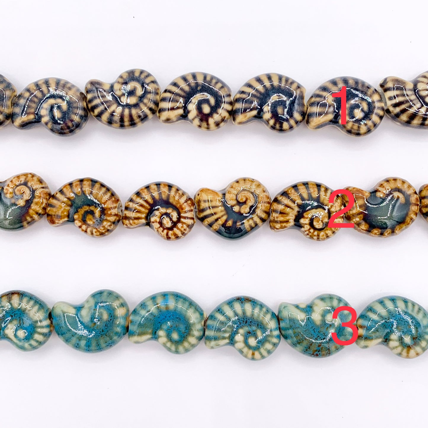 Puffy Conch Shell Shape Ceramic Porcelain Shiny Beads For Jewelry Making 14" Price For 1 Strand