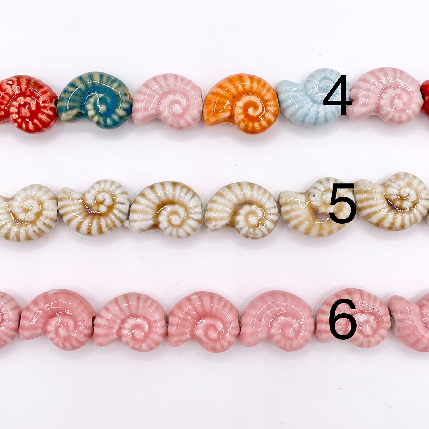 Puffy Conch Shell Shape Ceramic Porcelain Shiny Beads For Jewelry Making 14" Price For 1 Strand