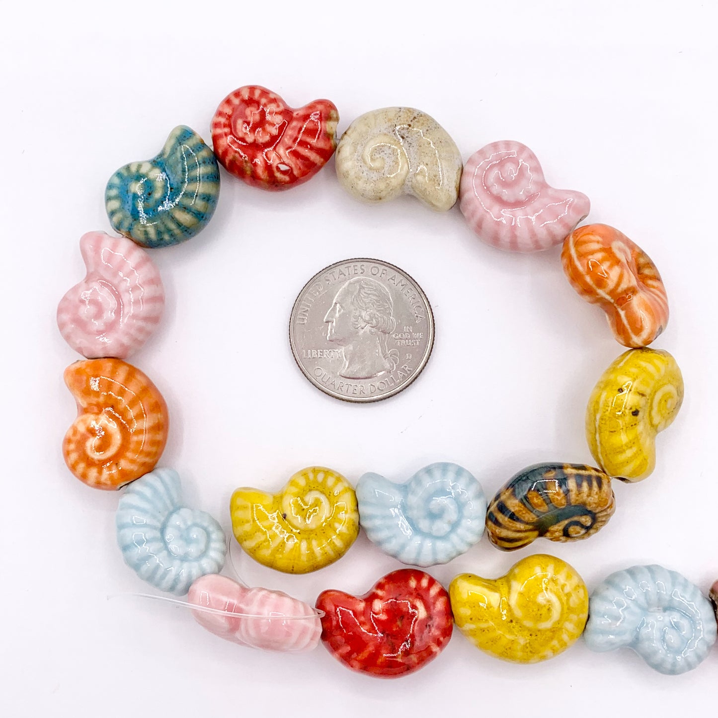 Puffy Conch Shell Shape Ceramic Porcelain Shiny Beads For Jewelry Making 14" Price For 1 Strand