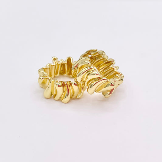 Minimalist 18mm Scrunch Hoop Huggie Earrings in 18K Gold Plated Over Copper 5 PAIRS