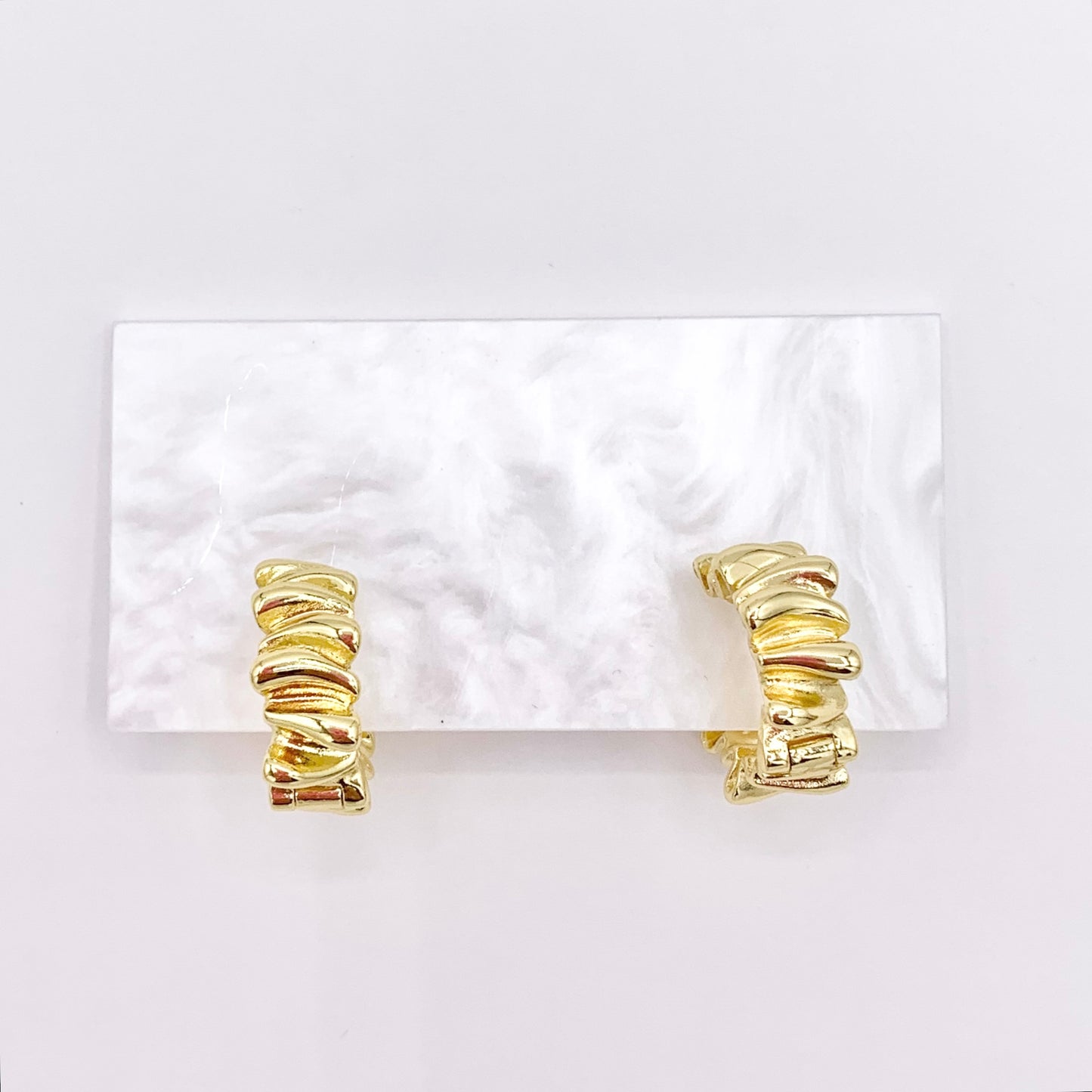 Minimalist 18mm Scrunch Hoop Huggie Earrings in 18K Gold Plated Over Copper 5 PAIRS
