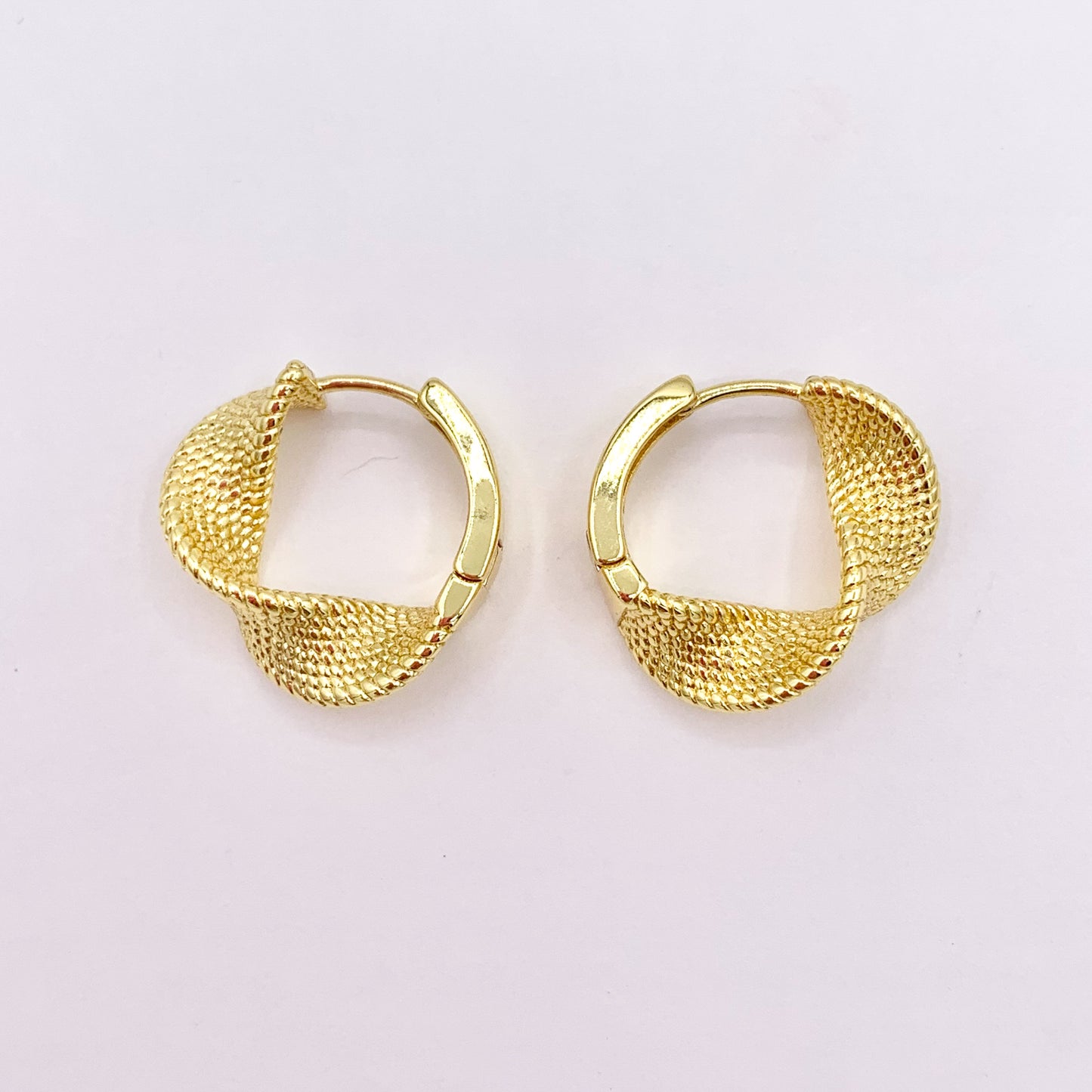 Minimalist 20mm Twisted Hoop Huggie Earrings in 18K Gold Plated Over Copper 5 PAIRS