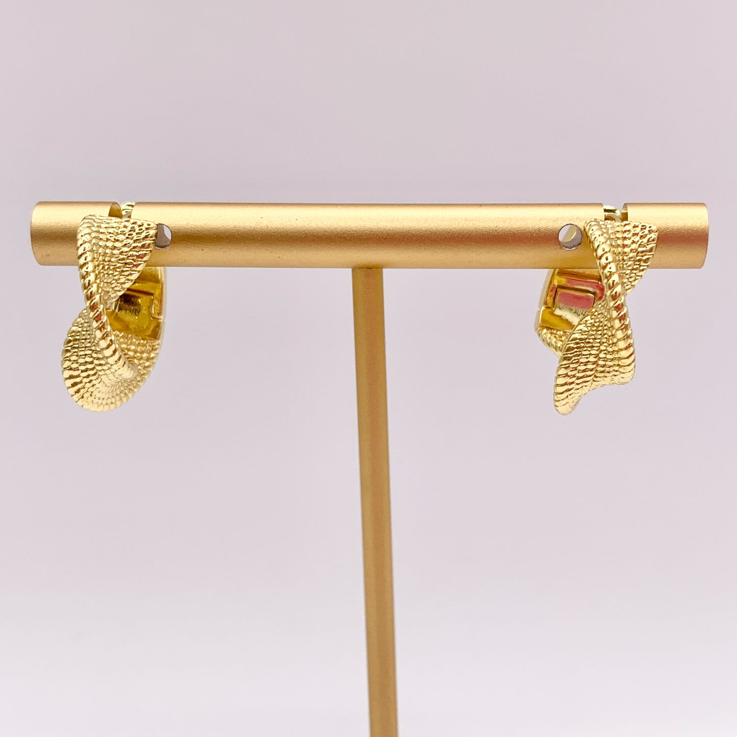 Minimalist 20mm Twisted Hoop Huggie Earrings in 18K Gold Plated Over Copper 5 PAIRS