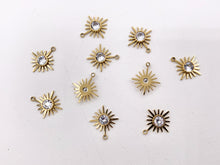 Load image into Gallery viewer, Adorable CZ Pave Starburst Charms in 18K Gold plated Stainless Steel 10 PCS
