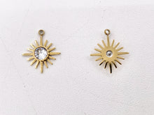 Load image into Gallery viewer, Adorable CZ Pave Starburst Charms in 18K Gold plated Stainless Steel 10 PCS
