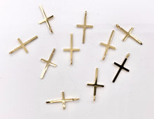 Load image into Gallery viewer, Plain Dainty Cross Pendant Charm in Real Gold 18K Plated Over Stainless Steel 10 PCS
